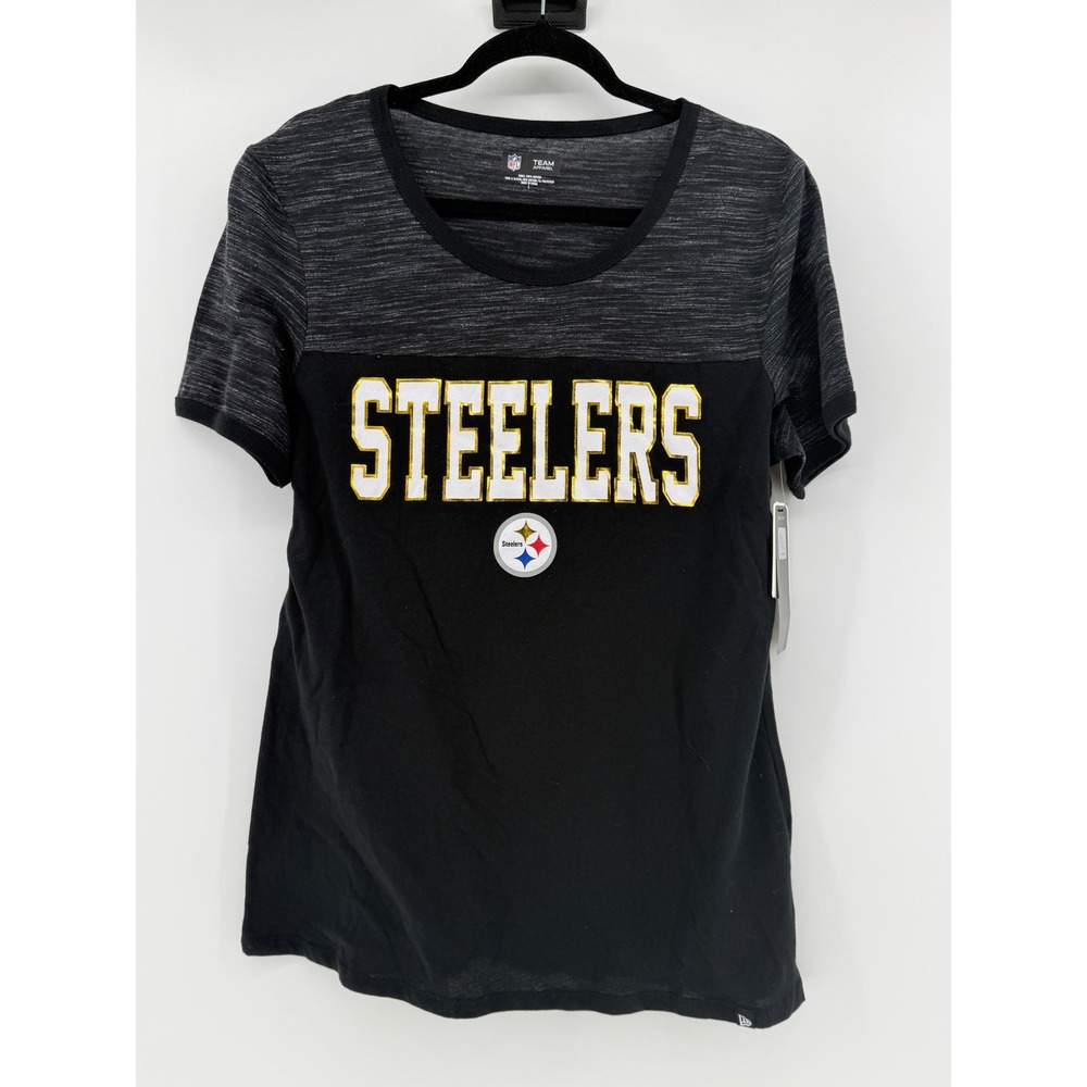 NFL Team Apparel Pittsburgh‎ Steelers Womens Large NEW T-Shirt Black Gray